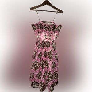 Anthropologie Plenty by Tracy Reese Pink and Brown Patterned Women's Dress